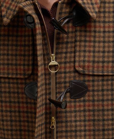 Dufflecoat Melody Check Wool Brown/Orange Check/Hessian Tartan