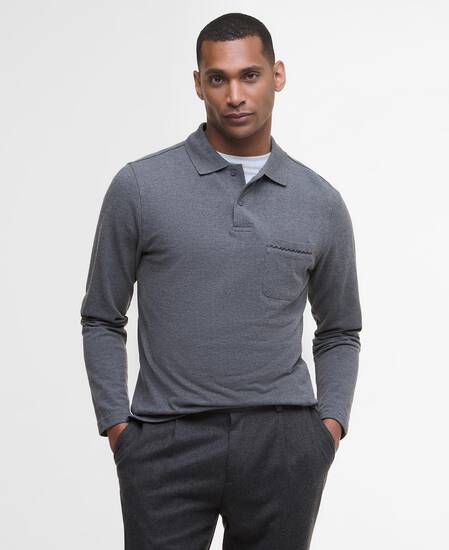Poloshirt Furness Long-Sleeved Grey Marl