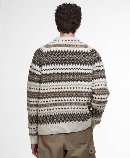 Pullover Hase Fair Isle Rundhalsausschnitt Whisper White