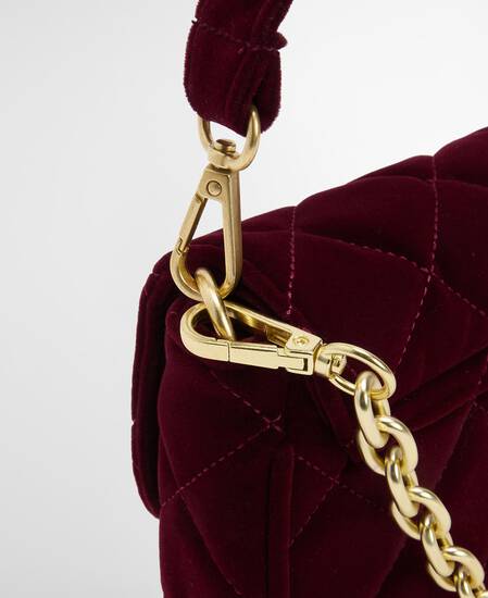 Umhängetasche Soho Mini Quilted Velvet Burgundy