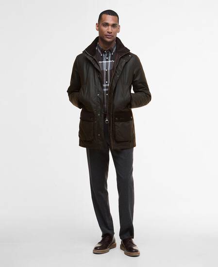 Wachsjacke Modern Border Dark Brown