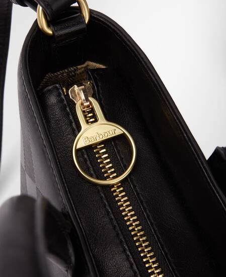 Leder Tote Bag Birch Black/ Deboss Tartan