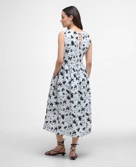 Kleid Elina Printed Midi White/Navy