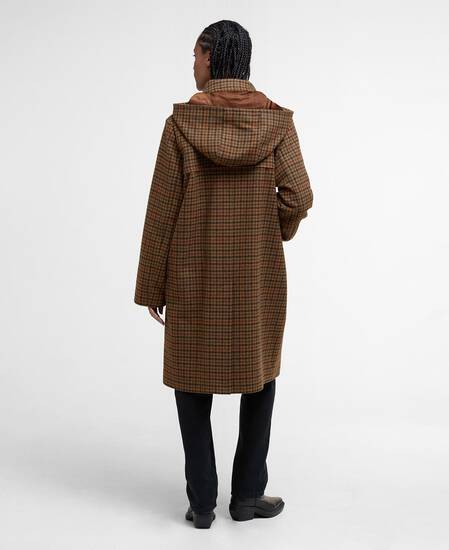 Dufflecoat Melody Check Wool Brown/Orange Check/Hessian Tartan