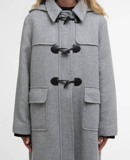 Dufflecoat Melody Wool Light Grey Marl/Onyx Tartan