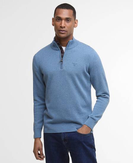 Pullover Cotton Half Zip Blue Stone