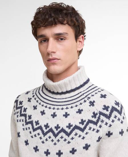 Rollkragenpullover Hewton Fair Isle Whisper White