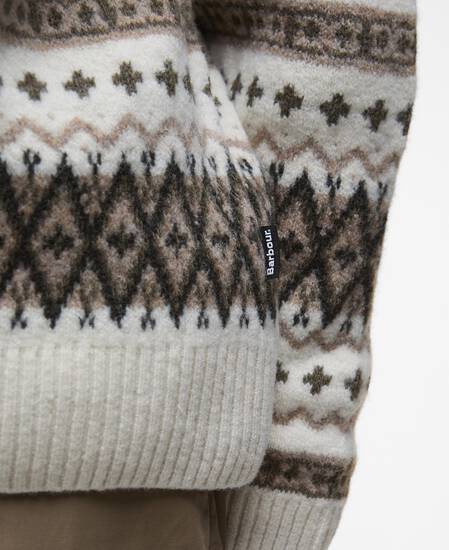 Pullover Hase Fair Isle Rundhalsausschnitt Whisper White