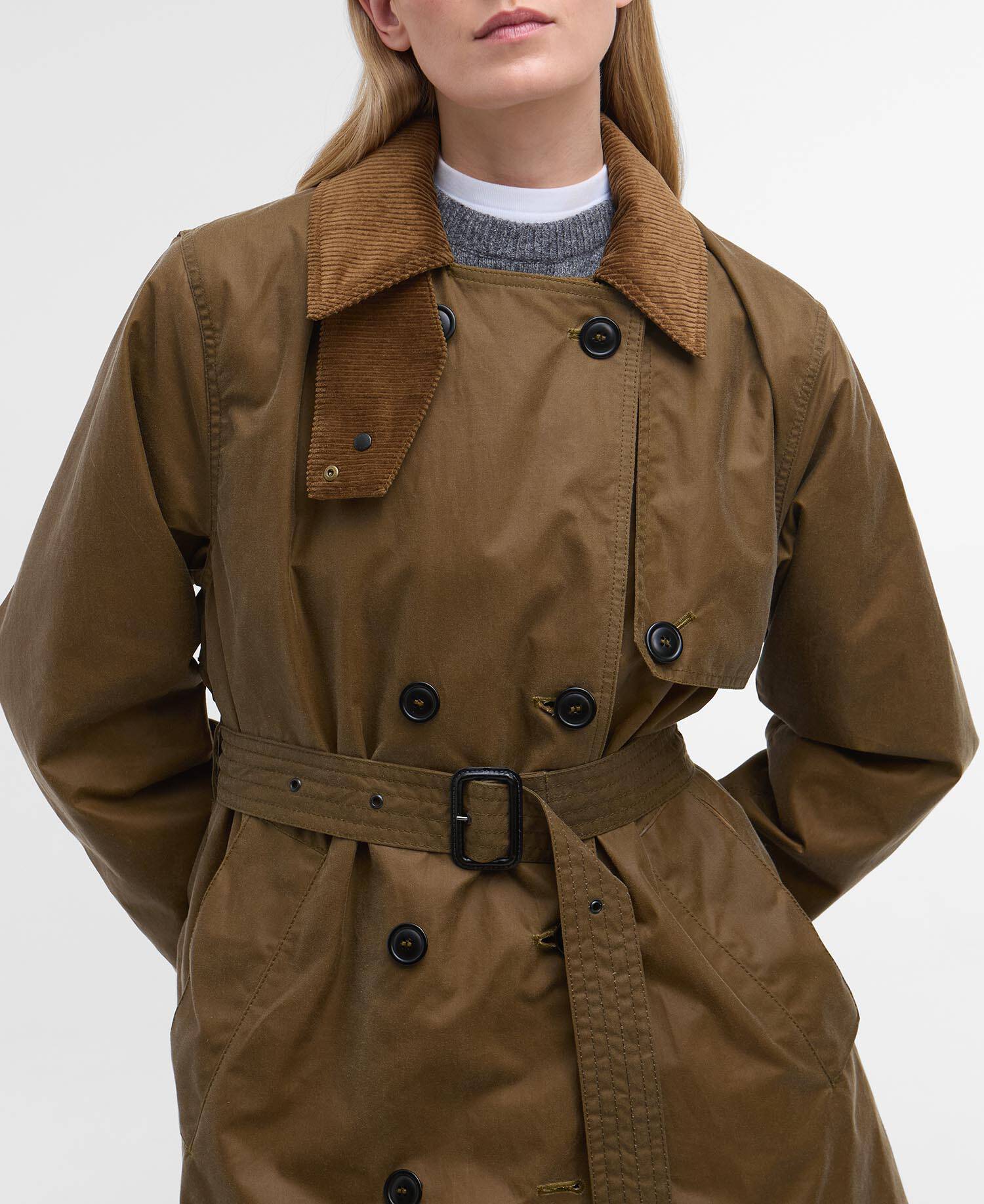 Barbour for Margaret Howell Trenchcoat Double-Breasted Waxed image number 3