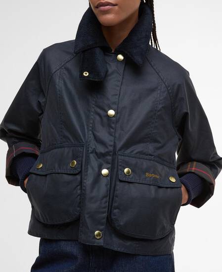 Wachsjacke Cropped Beadnell Navy/Classic
