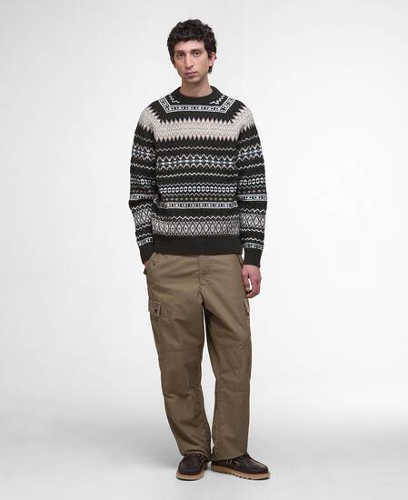 Pullover Hase Fair Isle Rundhalsausschnitt Olive Ink