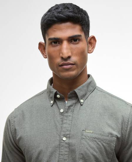 Hemd Huntly Houndstooth Tailored Olive