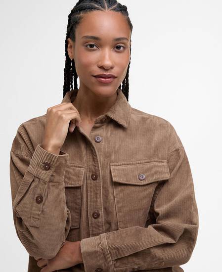Cordhemd Yasmin Relaxed Military Brown