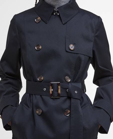 Trenchcoat Short Greta Showerproof Dark Navy/Hessian Tartan