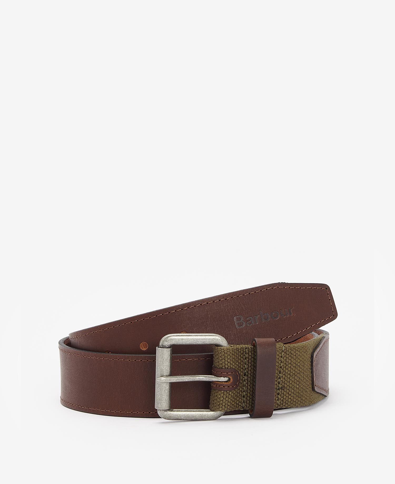 Barbour Webbing/Leather Belt in Olive | Barbour