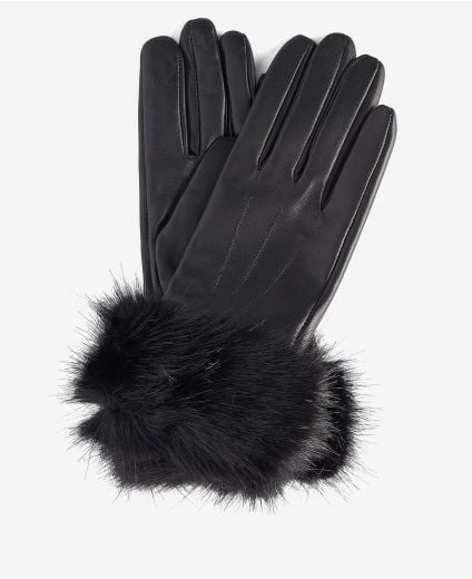Faux Fur Trimmed Leather Gloves