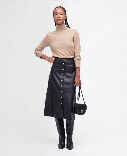 Alberta Faux-Leather Midi Skirt